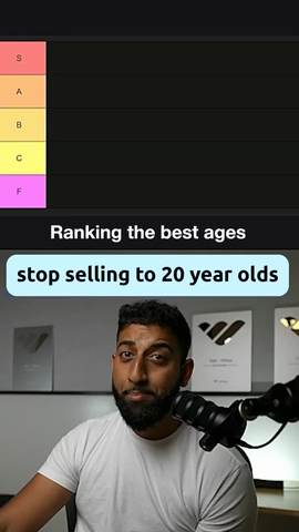Ranking the best ages to sell to. 20-30 is average. 30-40 is solid.…